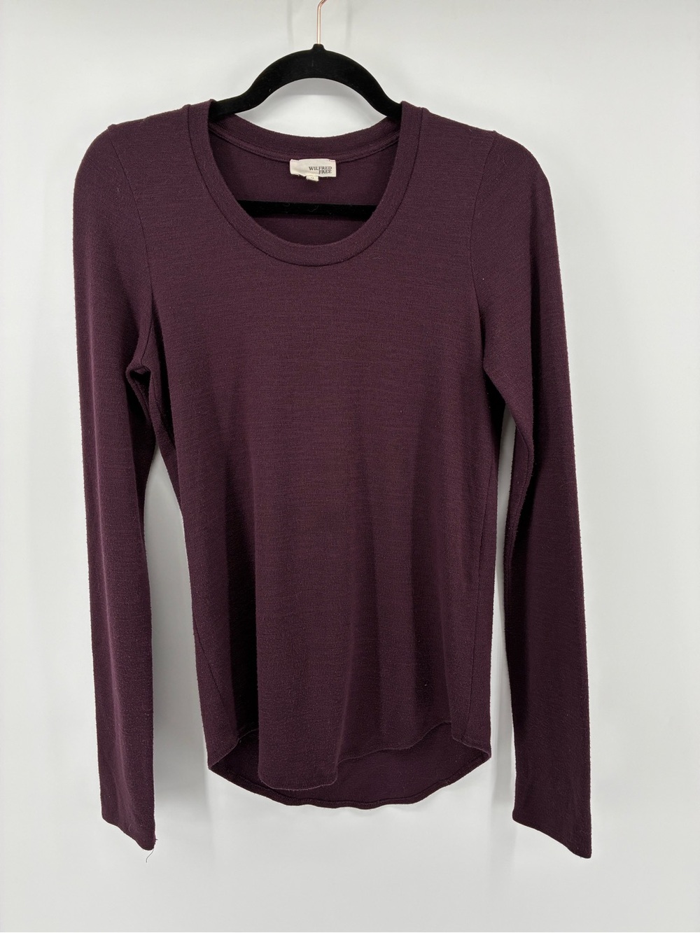 Long Sleeve Ribbed Top in Plum by Wilfred